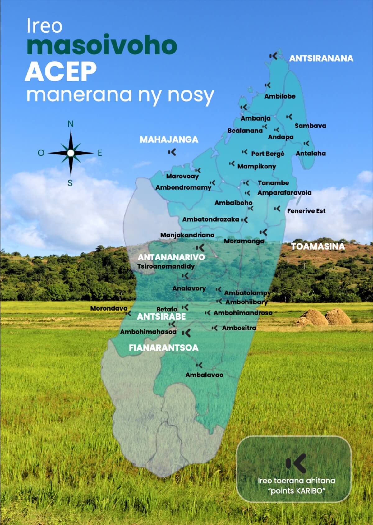 La carte des points Karibo à travers Madagascar