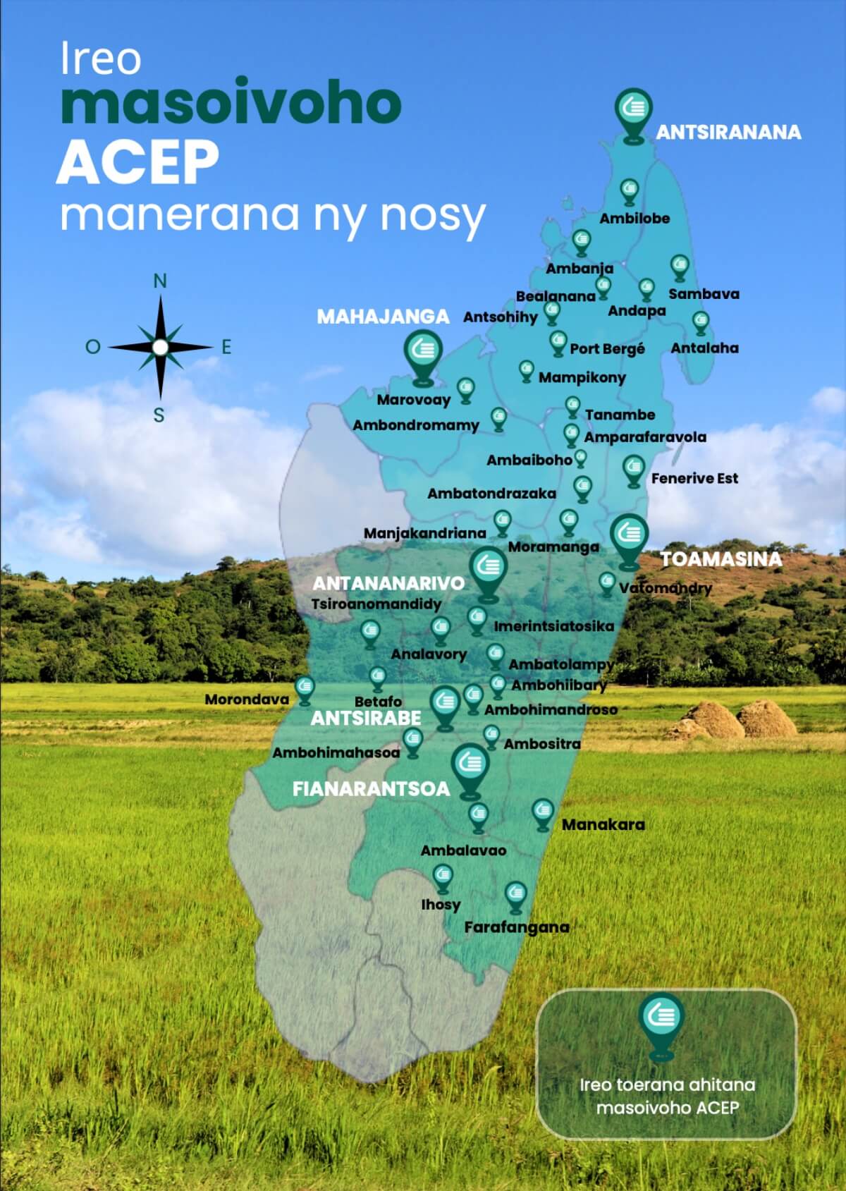 Carte des agences ACEP à travers Madagascar